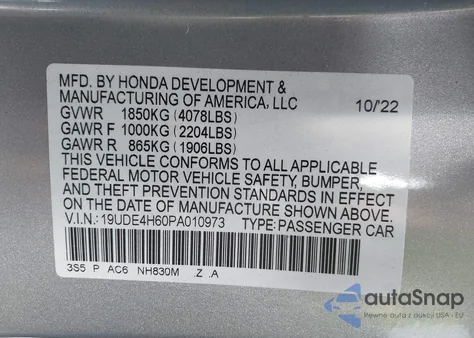 2023 Acura Integra A-Spec Tech z USA, uszkodzony, nr VIN 19UDE4H60PA010973